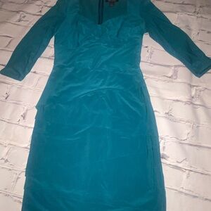 White House Black Market Teal Long Sleeve Sheath Dress